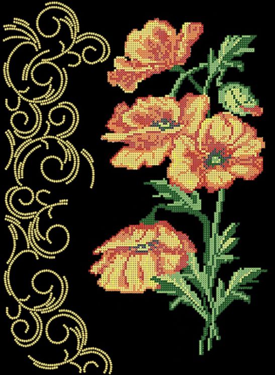 НКБ-136 Набор для вышивания бисером ТМ Наследие "Оранжевые маки"