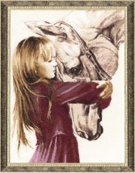 СВ-016 Набор для вышивания Золотое Руно "Девочка с лошадью"