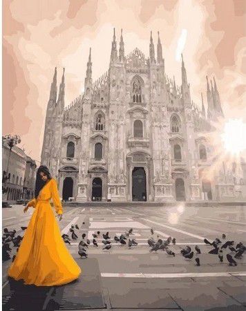 МСА588 Картина по номерам PAINTBOY "Девушка у собора в Милане"