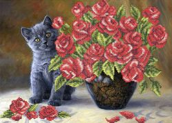 КБ-233 Схема для вышивания бисером ТМ Наследие "Проказник в розах"