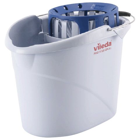 Ведро VILEDA "Супер-моп", с системой отжима для веревочных и ленточных МОПов, овальное, объем 10 л, 122705