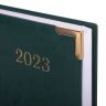 Ежедневник датированный 2023 А5 138x213 мм BRAUBERG "Senator", под кожу, зеленый, 114064