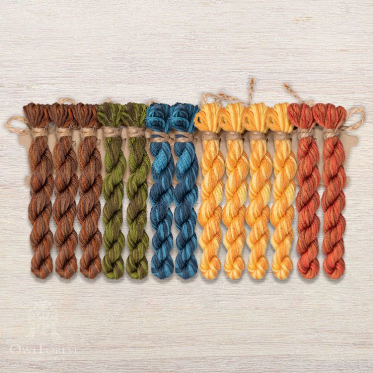 Набор ниток OwlForest для схем «Индейские мотивы» (DMC) 5 цветов «Черепаха» 28 каунт в 3 нити НМул-ИМЧ170-3283-5 