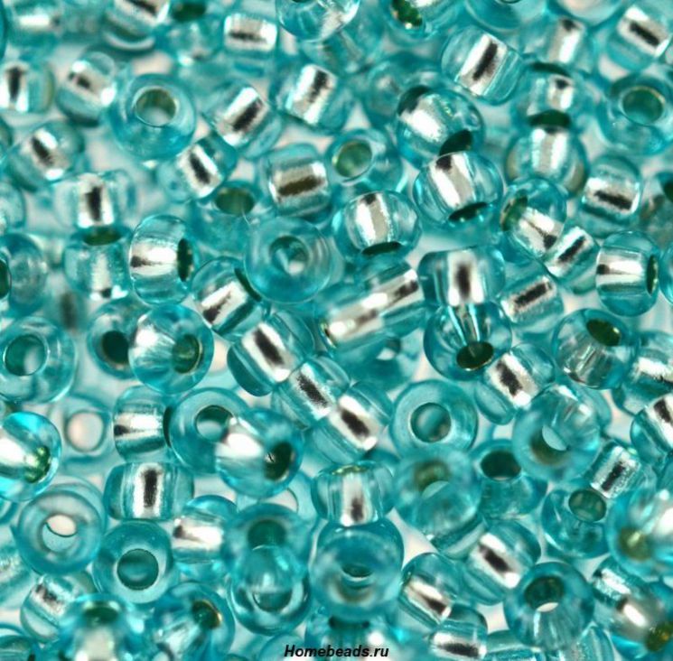 Бисер Preciosa 78165 аквамариновый прозрачный с серебряным центром