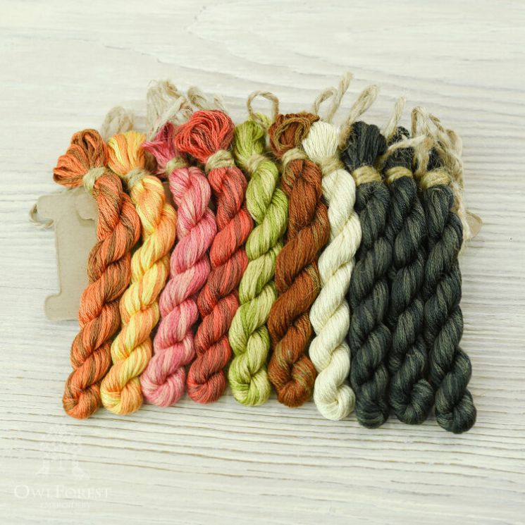 НМул-ОК-3283 Набор ниток OwlForest для схемы «Осенние коты» (DMC) 28 каунт в 3 нити