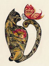 1458 Набор для вышивания Овен "Русские узоры.Кошка"