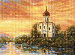 БСА3-125 Алмазная мозаика ТМ Наследие "Церквушка у реки"