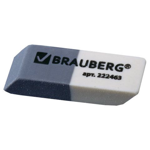 Набор ластиков BRAUBERG "Assistant" 3 шт., 41х14х8 мм, серо-белые, прямоугольные, скошенные края, 222463