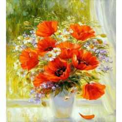 GX 9373 Картина по номерам PAINTBOY "Букет на окне"