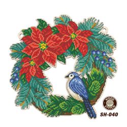 Набор для вышивания WoodStitch "Венок с птичкой", 27*26, SH-040