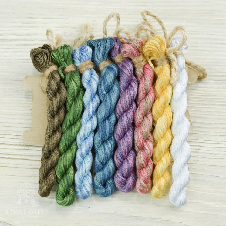 НМул-ПКор-3322 Набор ниток OwlForest для схемы «Пасхальные корзиночки» (DMC) 28, 32, 36 каунт в 2 нити