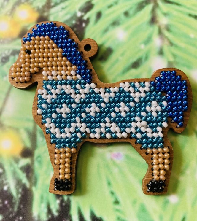 Сами с усами. Набор для вышивания "Пони золотистый с синим" 7,5х7,5 см, арт. С189-07