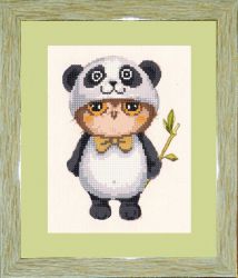 БСА4/рп-027 Алмазная мозаика ТМ Наследие с рамкой и паспарту "Сова в костюме панды"