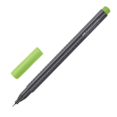 Ручка капиллярная (линер) FABER-CASTELL "Grip Finepen", СВЕТЛО-ЗЕЛЕНАЯ, трехгранная, корпус черный, 0,4 мм, 151666