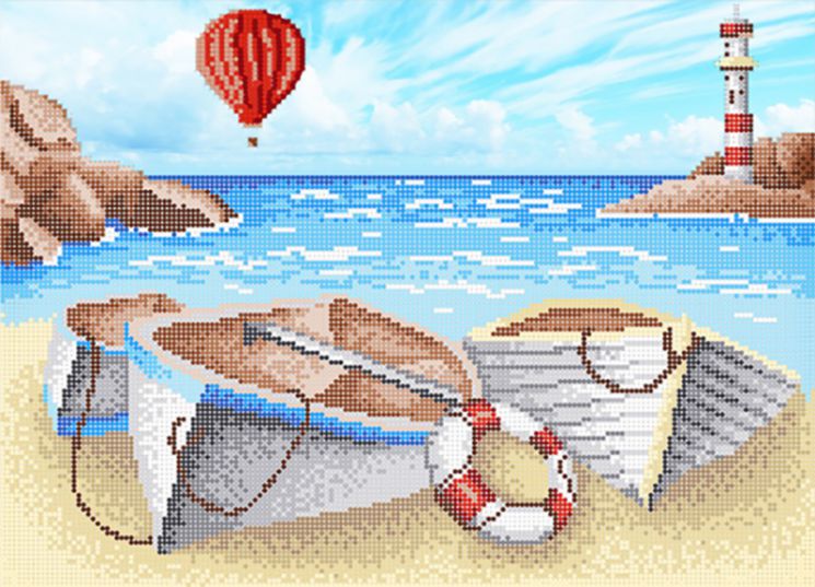 КБ-395 Схема для вышивания бисером ТМ Наследие "Лодки на острове"