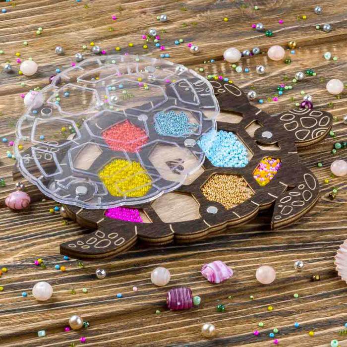 Органайзер для бисера с прозрачной крышкой FLZB-119, 19х14см, 11 ячеек