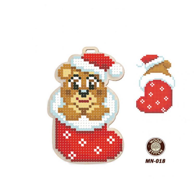 Набор для вышивания WoodStitch "Новогодняя игрушка. Сапожок", 7*10, MN-018