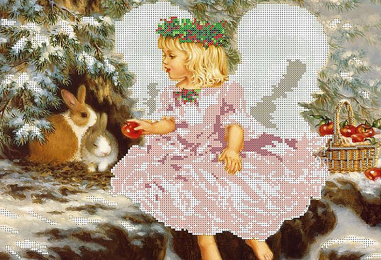 КБ-001 Схема для вышивания бисером ТМ Наследие "Ангел с яблоками"