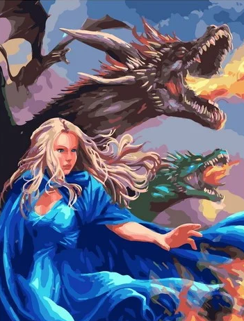 Картина по номерам "Девушка и драконы", MCA913 40х50 см