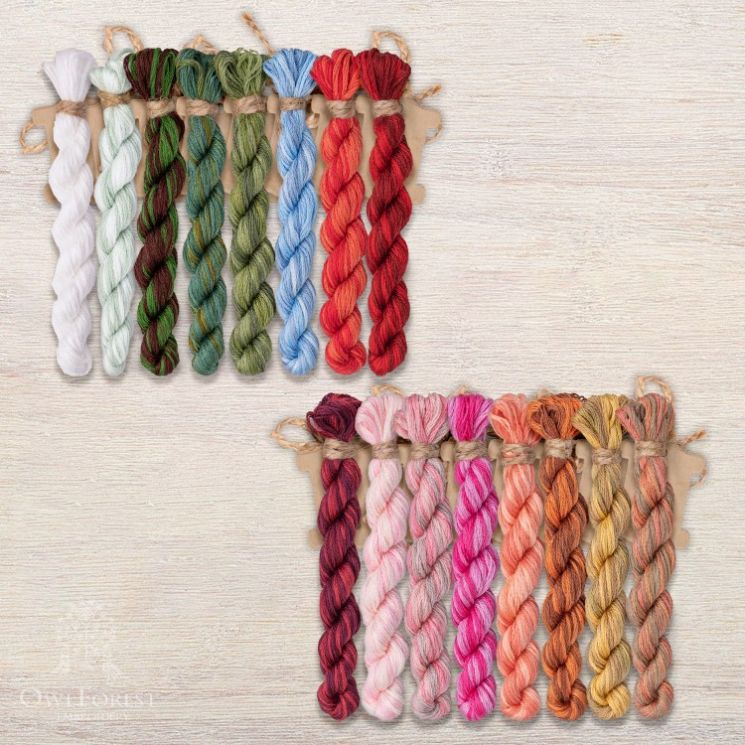 Набор ниток OwlForest для схемы «Комнатные растения» (DMC) 28, 32, 36, 40 каунт в 2 нити НМул-КР200-3322