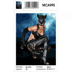 MCA995 Картина по номерам "Женщина кошка",  40х50 см