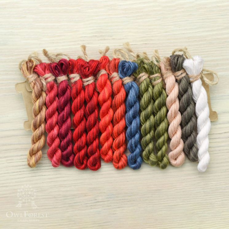 НМул-НС-2362 Набор ниток OwlForest для схемы «Новогодний семплер» (ПНК) 36 каунт в 2 нити, 40 каунт в 1 нить
