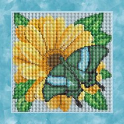 БСА25-045 Алмазная мозаика ТМ Наследие "Бабочка на жёлтом цветке"