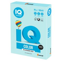 Бумага цветная IQ color БОЛЬШОЙ ФОРМАТ (297х420 мм), А3, 80 г/м2, 500 л., пастель, светло-голубая, BL29