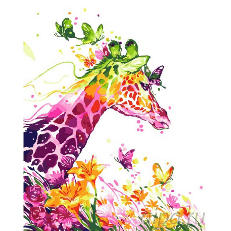 Картина по номерам Paintboy "Жираф и бабочки" GX24214