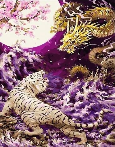 МСА673 Картина по номерам Paintboy "Дракон и тигр"